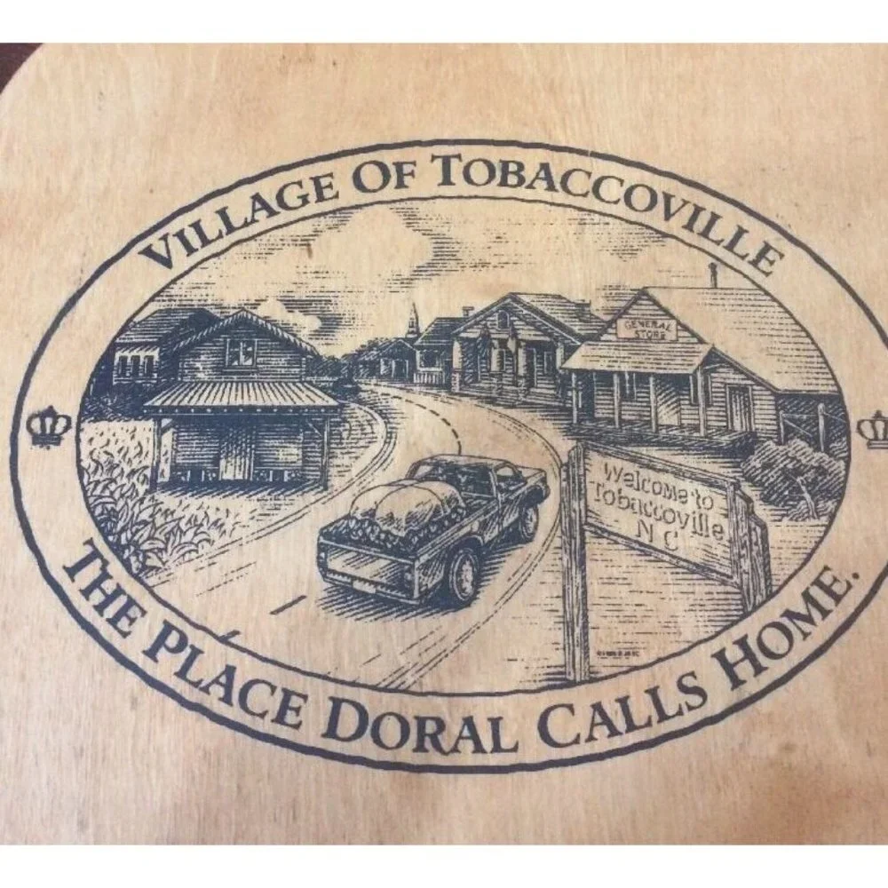 Vintage Y2K Village Of Tobaccoville Doral Collectible Basket Natural Wood Picnic